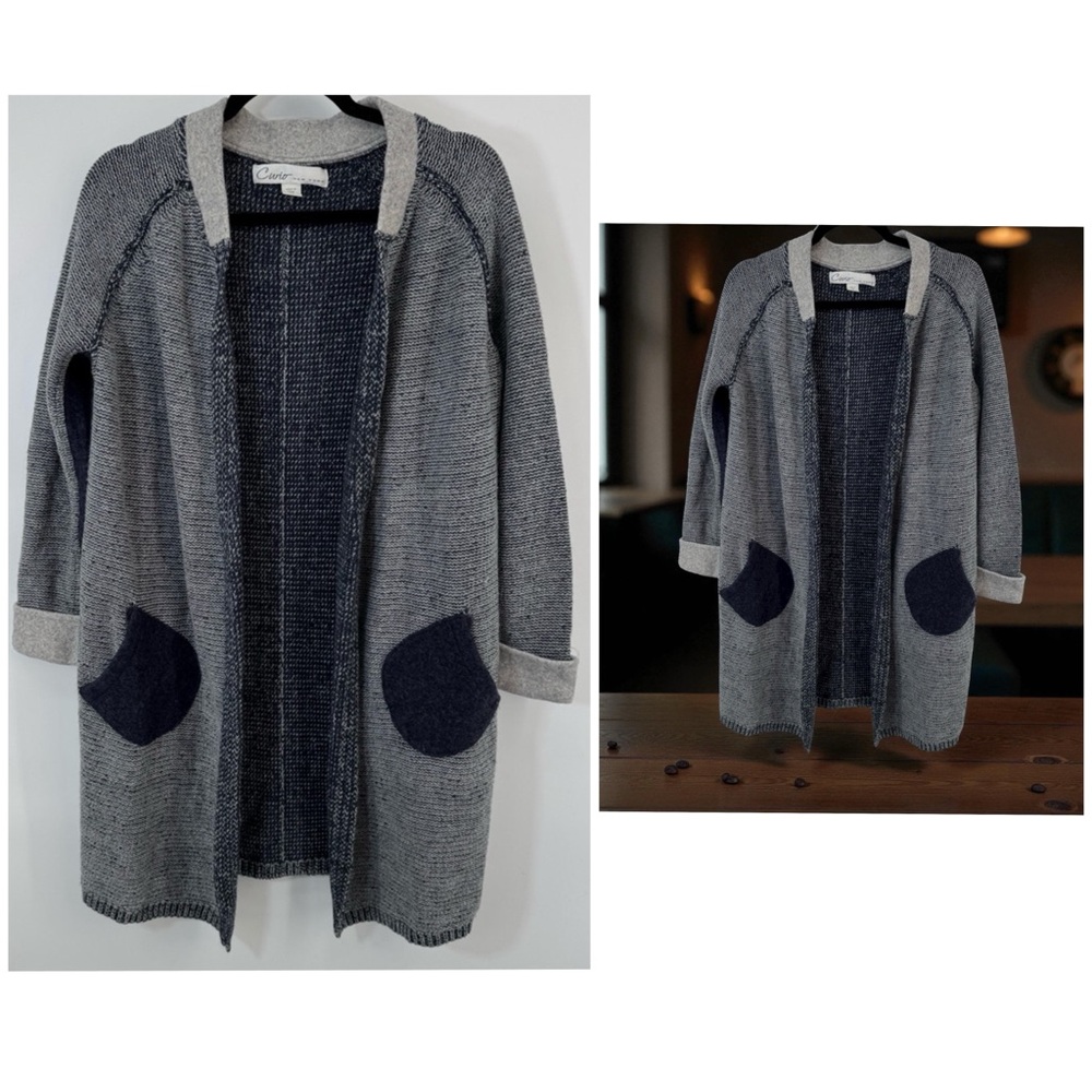 Curio Long Cardigan Wool Collar,Sleeve Cuff and Pockets Women's Sz XS Casual NWT